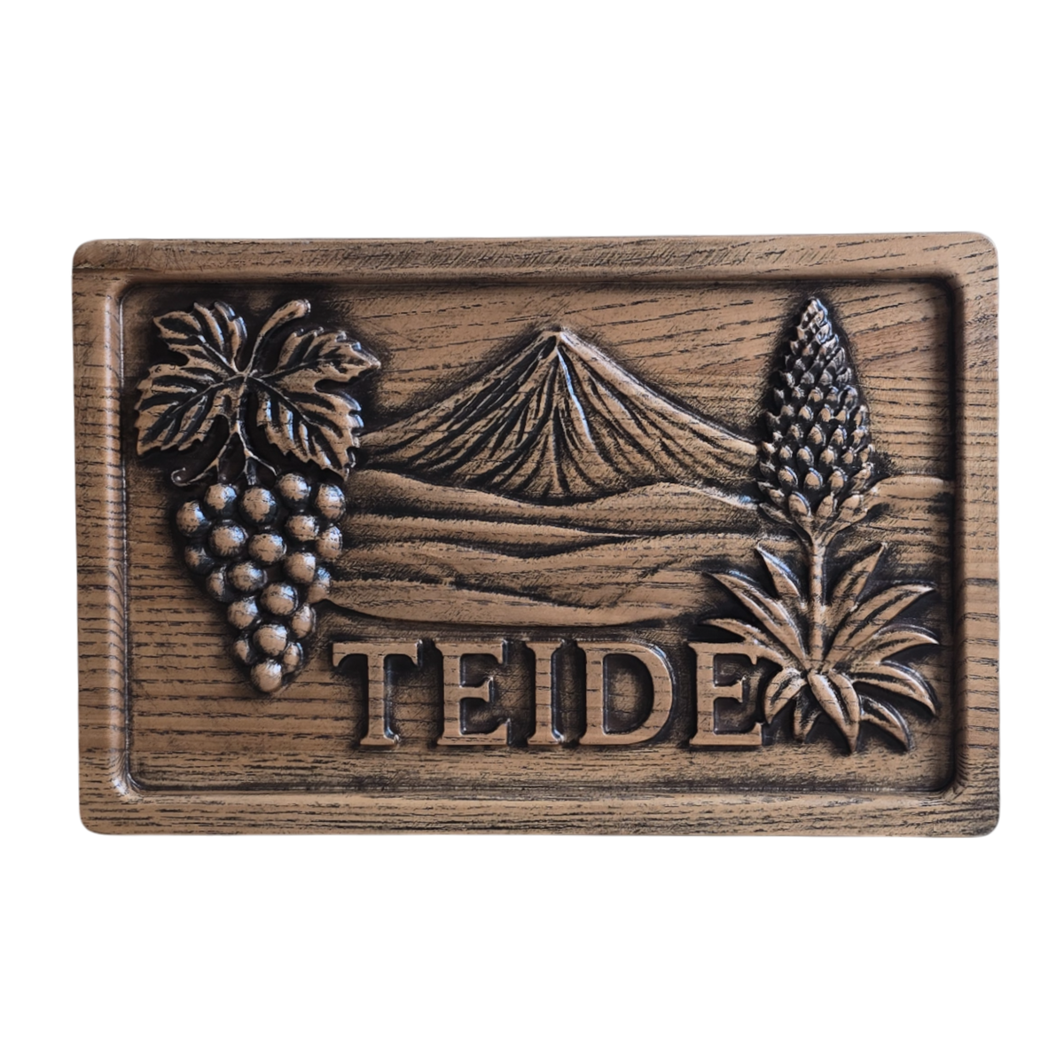 PATNF-011 Panel de madera Teide con uvas y tajinaste – relieve decorativo