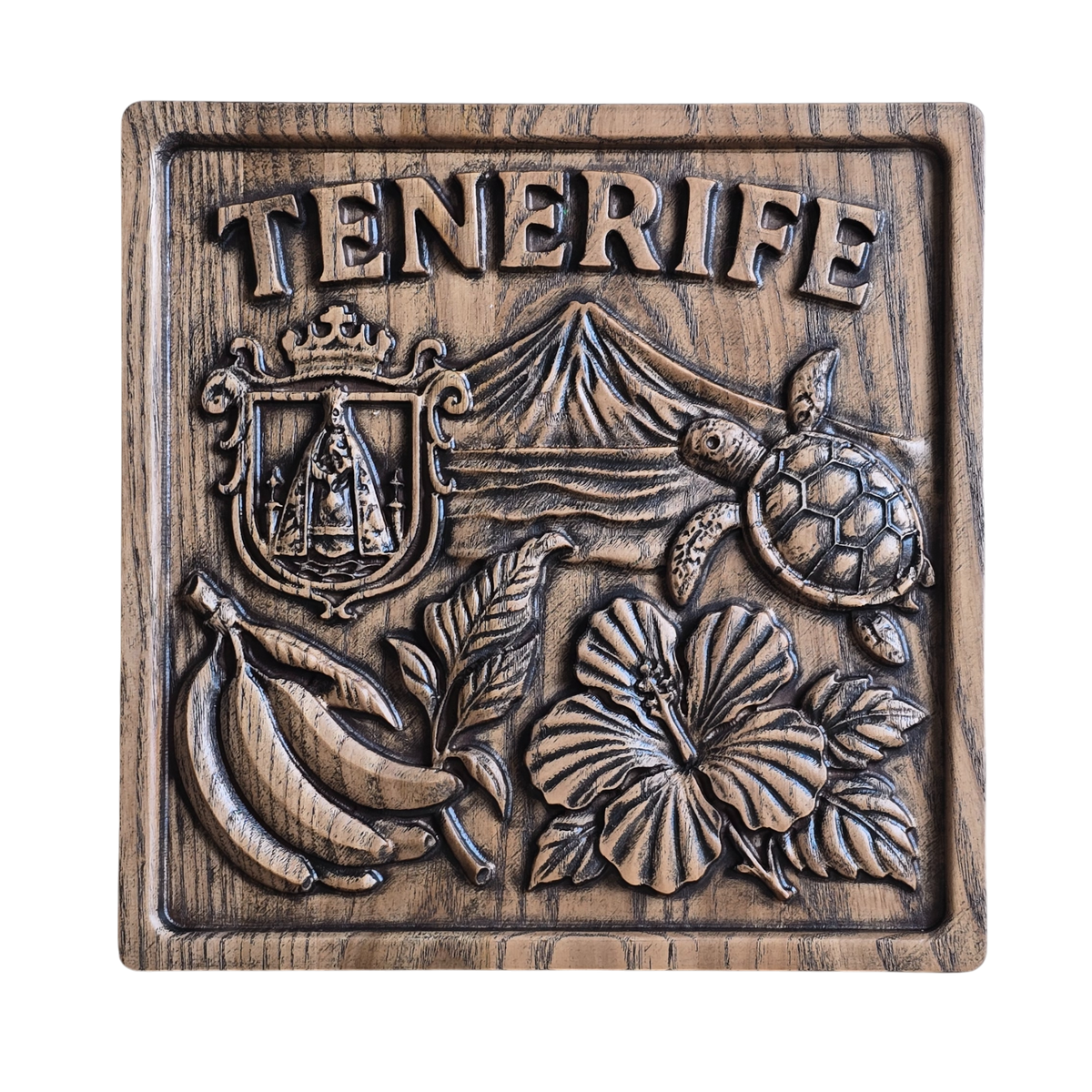 PATNF-016 Panel decorativo tallado “Tenerife – Símbolos de la isla”