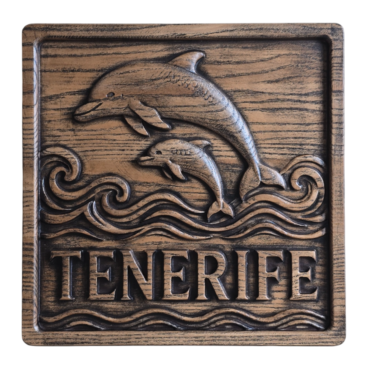 PATNF-021 Panel de madera “Delfines · Tenerife”