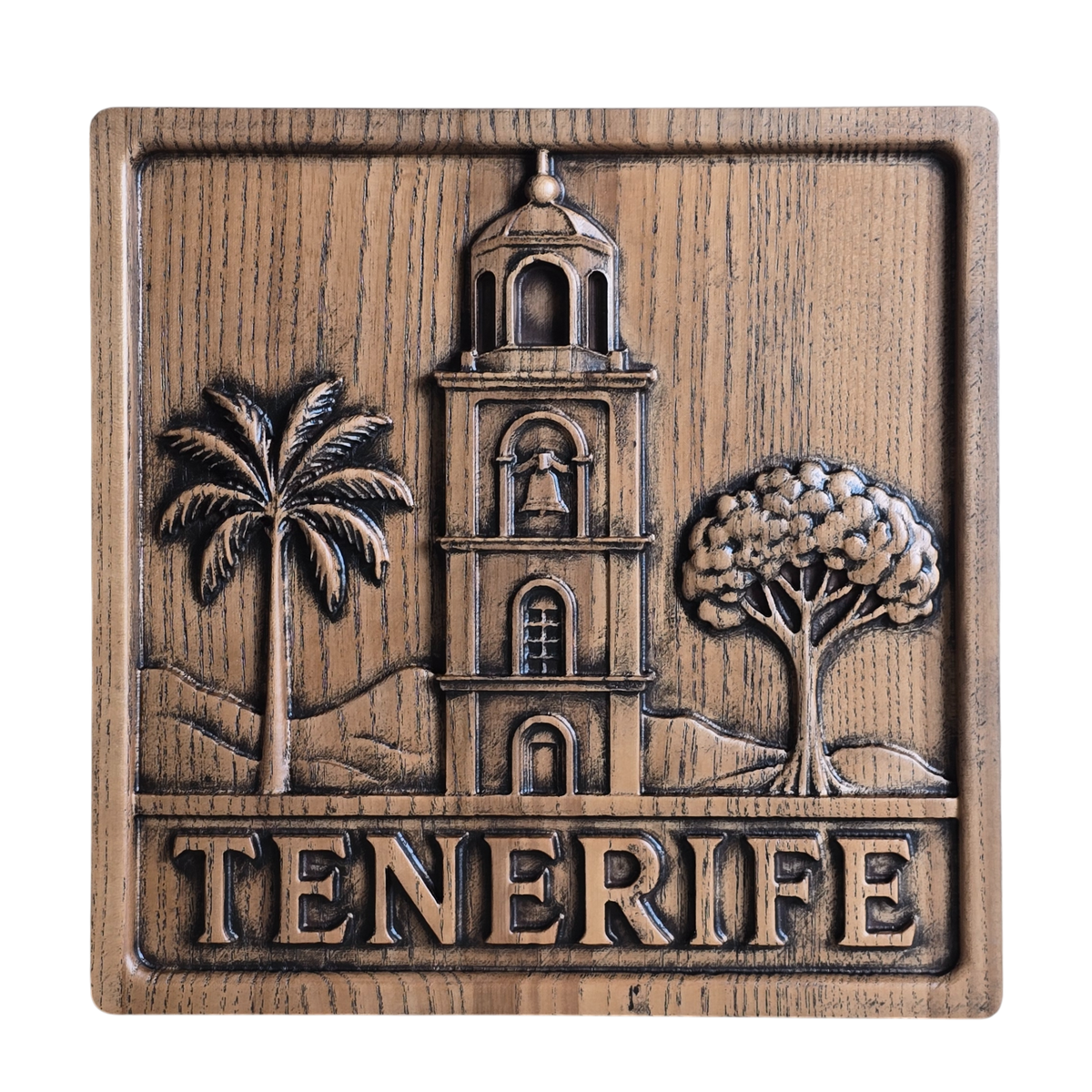 PATNF-022 Panel decorativo tallado “Tenerife – Torre histórica”