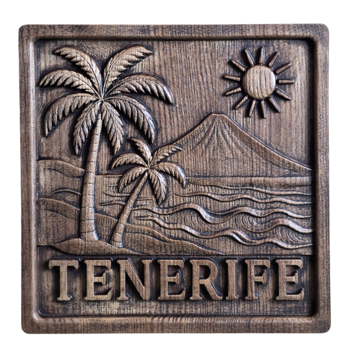 PATNF-005 Panel de madera tallada “Palmeras — Tenerife”