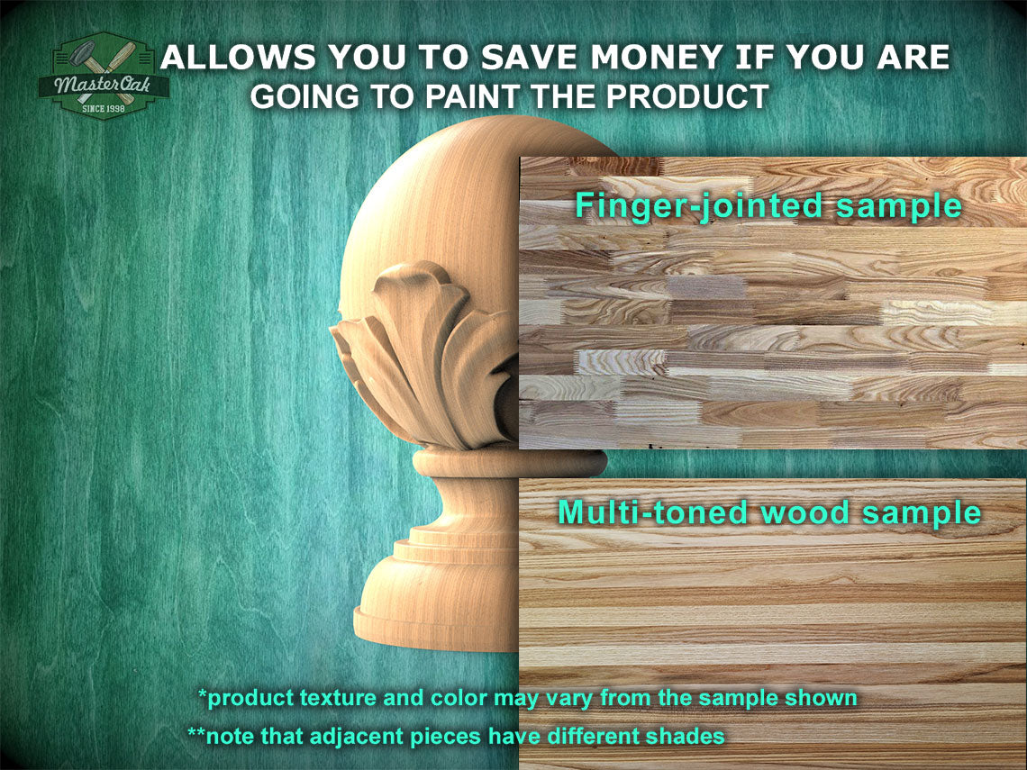 Round Newel Post Cap with acanthus leaves from solid wood, Staircase Newel Post Cap, Bed finials