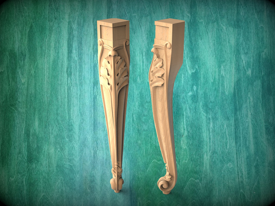 Carved Cabriole Legs, Set 2pc, for the table, classic style legs, baroque legs, wooden legs