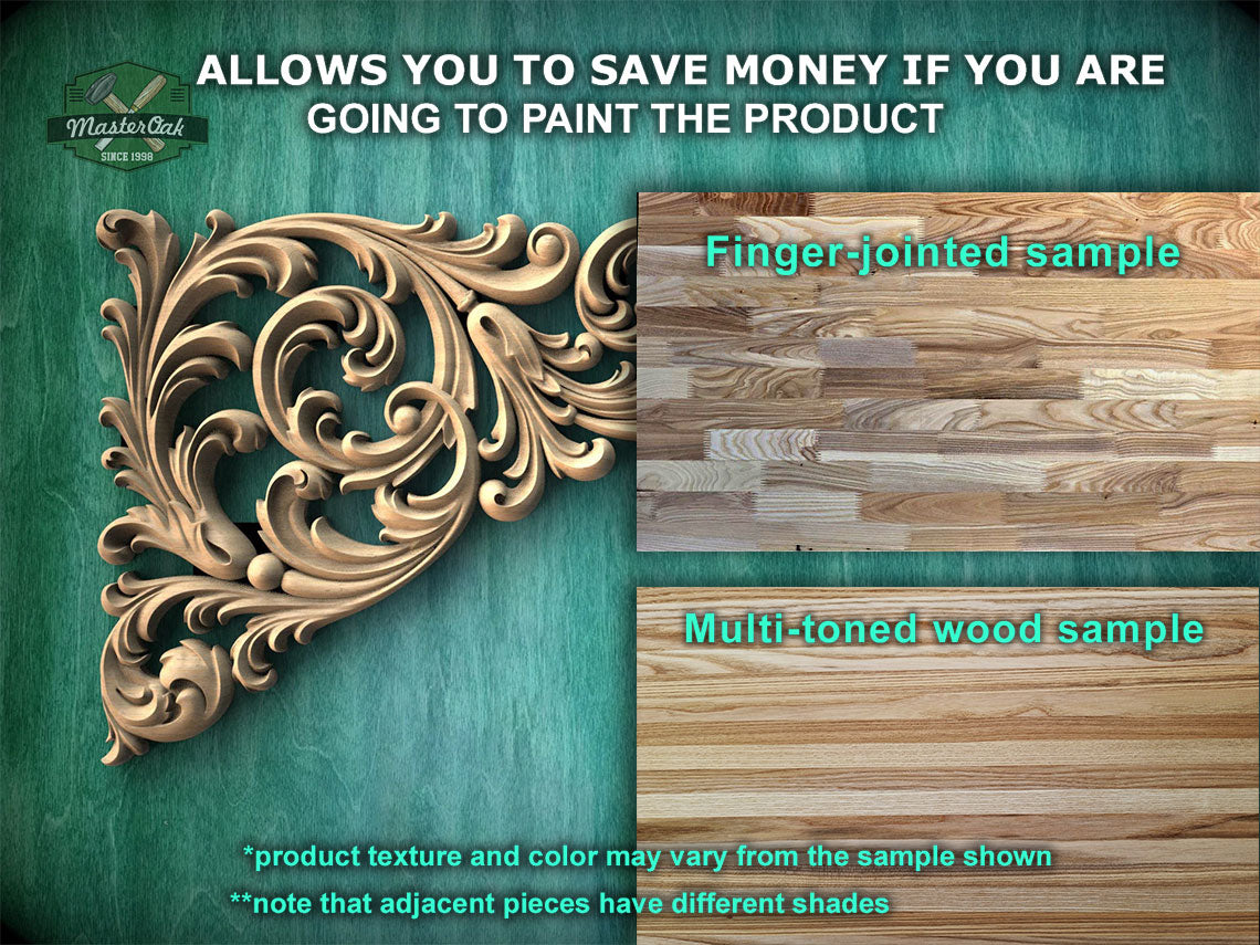 Art Nouveau decorative hardwood corner onlay, Set of 2pc, decorative wood trim, Hardwood Victorian corner onlays for doors