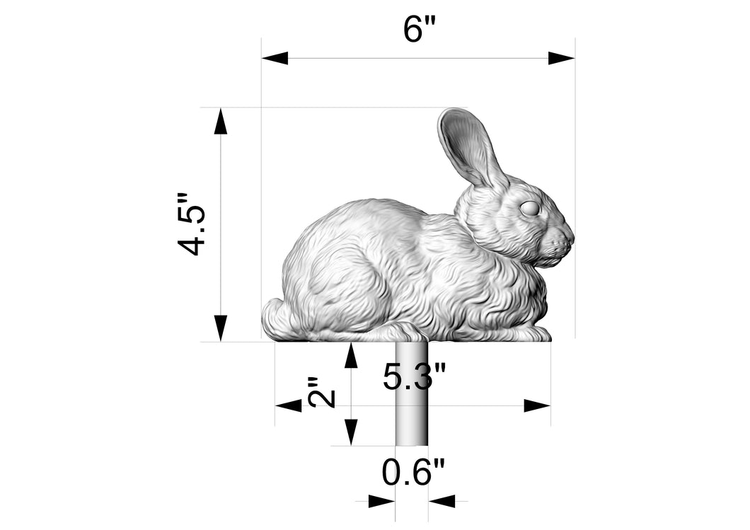 Custom order. Lying Rabbit Wooden Finial for Staircase Newel Post with wooden tenon for the hole, 1pc, Unpainted, Oak wood