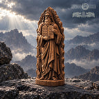 Moses Statue with Rocky Backdrop, Oak Wood Ten Commandments Sculpture, Biblical Prophet Figurine, Judaica Decor, Religious Gift