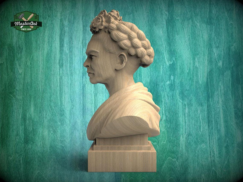 Frida Kahlo Bust | Carved & Hand-Finished Wood Statue | Gift for Art Lovers
