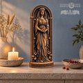 Persephone Wooden Statue, Greek Goddess Figurine with Pomegranate, Queen of the Underworld, Pagan Altar Decor, Mythology Gift