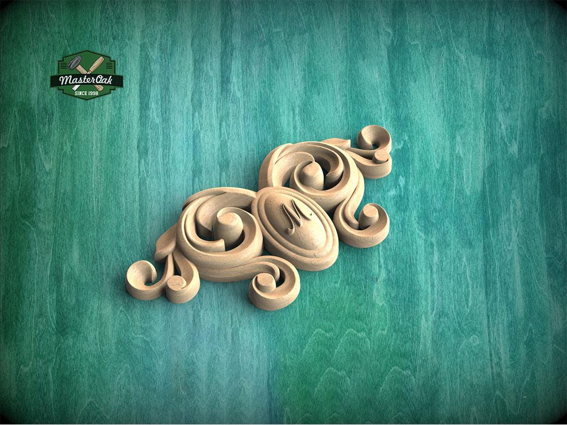 Personalized Symmetrical Wood Scroll Applique – Classic Ornament for Furniture & Doors