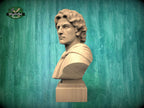 Alexander the Great Bust | Carved & Hand-Finished Wood Statue | Conqueror Gift