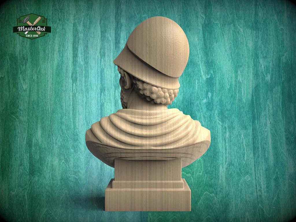 Pericles Bust, Hand-Finished Wood Sculpture | Ancient Athens Decor