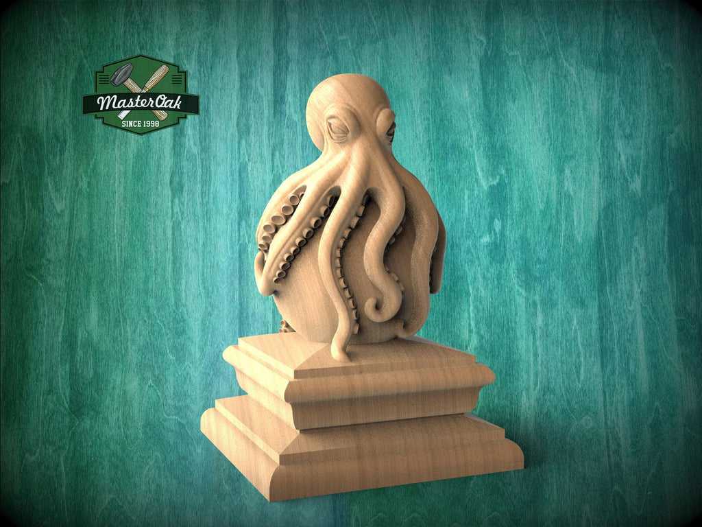 Octopus Finial: Coastal Home Decor (woodcarved Art)