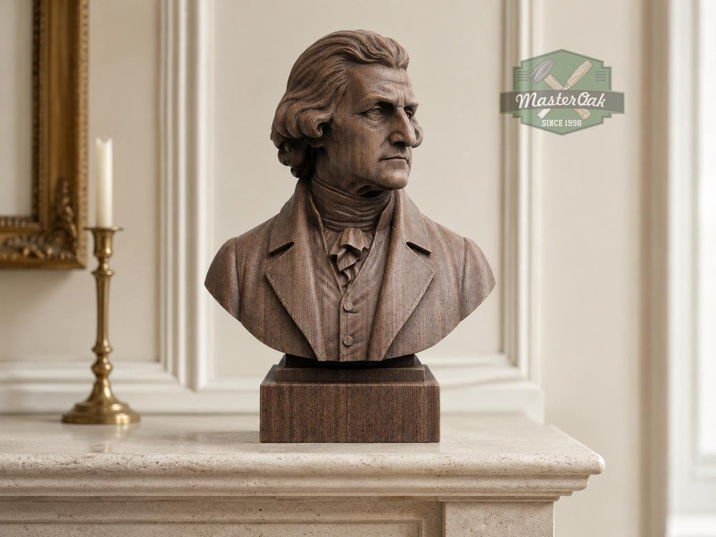 Thomas Jefferson Bust, Hand-Finished Wood Sculpture | American History Decor