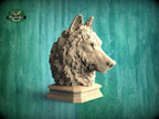 Carved Wolf Head Sculpture - Wooden Newel Post Finial, Nordic Style Animal Art Topper