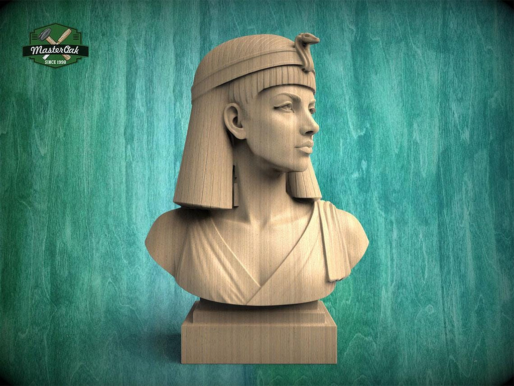 Cleopatra Bust, Hand-Finished Wood Sculpture | Ancient Egypt Decor