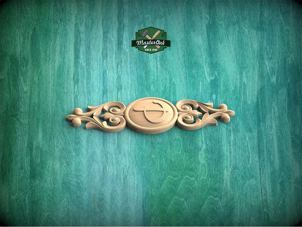 Personalized Classic Wooden Rosette Applique with Scrollwork Accents, Home Wall Embellishments, Furniture Carving, Wood Onlay