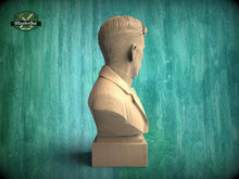 Load image into Gallery viewer, Nikola Tesla Bust, Hand-Finished Wood Sculpture | Inventor Decor
