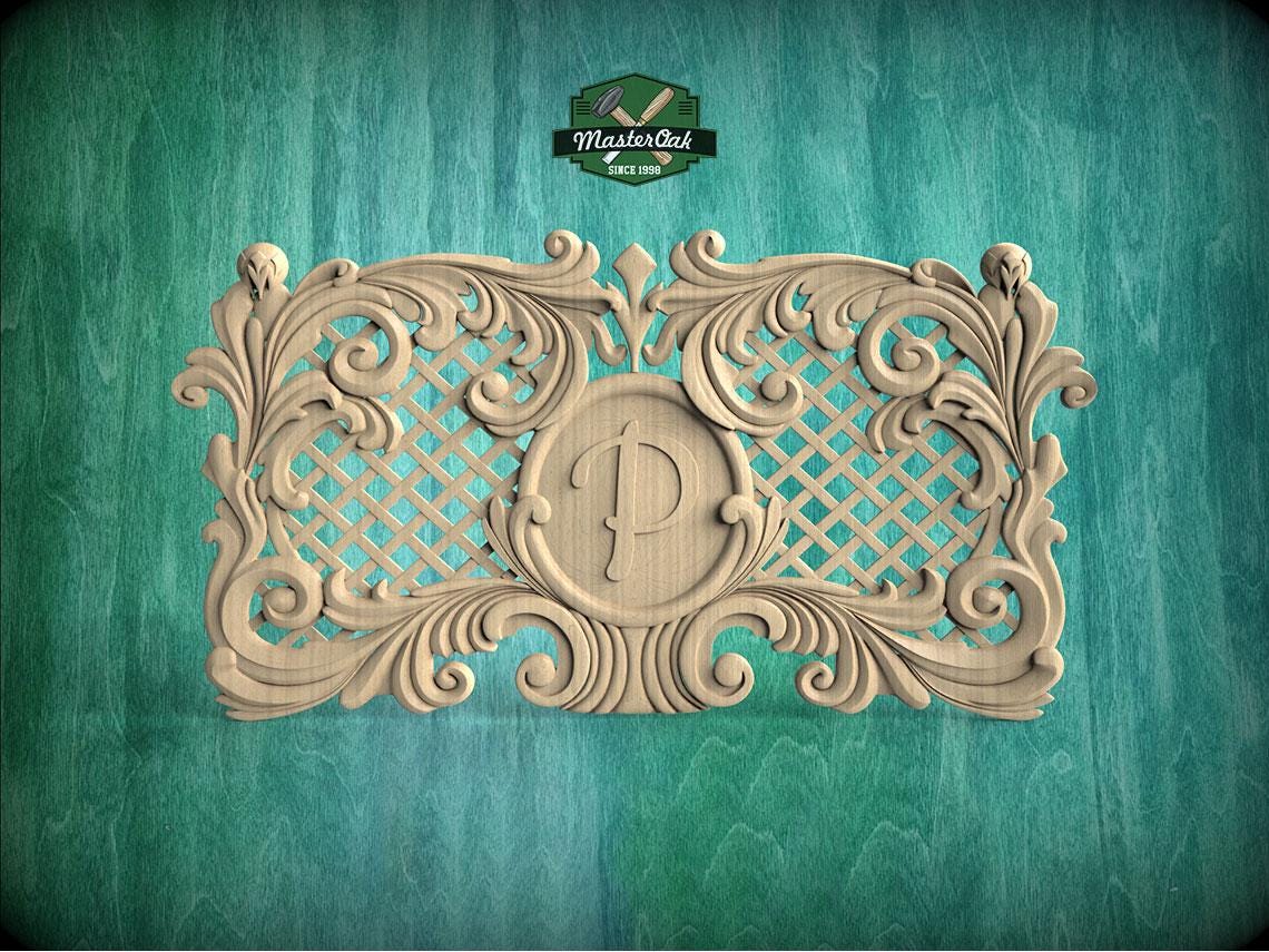Personalized Carved Wooden Lattice Panel, Classical Design Element, Carved Wood Onlay, 1pc, Unpainted, Furniture Carving, Wood Onlay