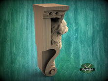 Load image into Gallery viewer, Carved Wooden Cat Corbel – Decorative Wall Bracket with Animal Head
