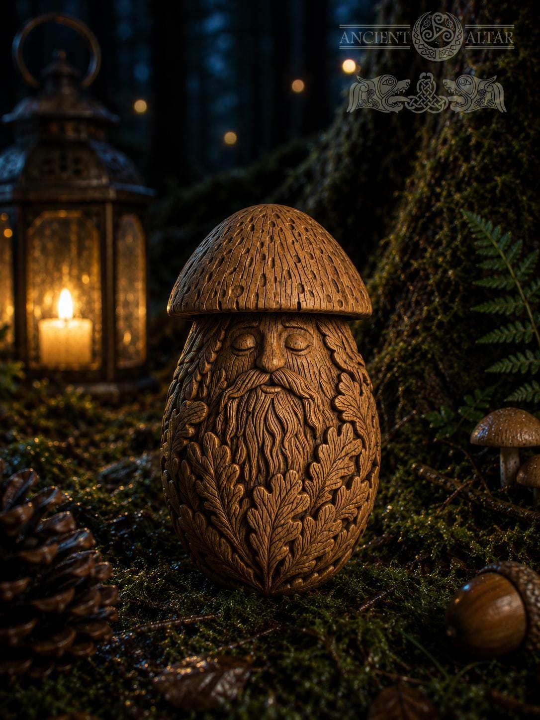 Wooden Mushroom Spirit Figurine, Porcini Elder, Woodland Guardian and Cottagecore Shelf Decor