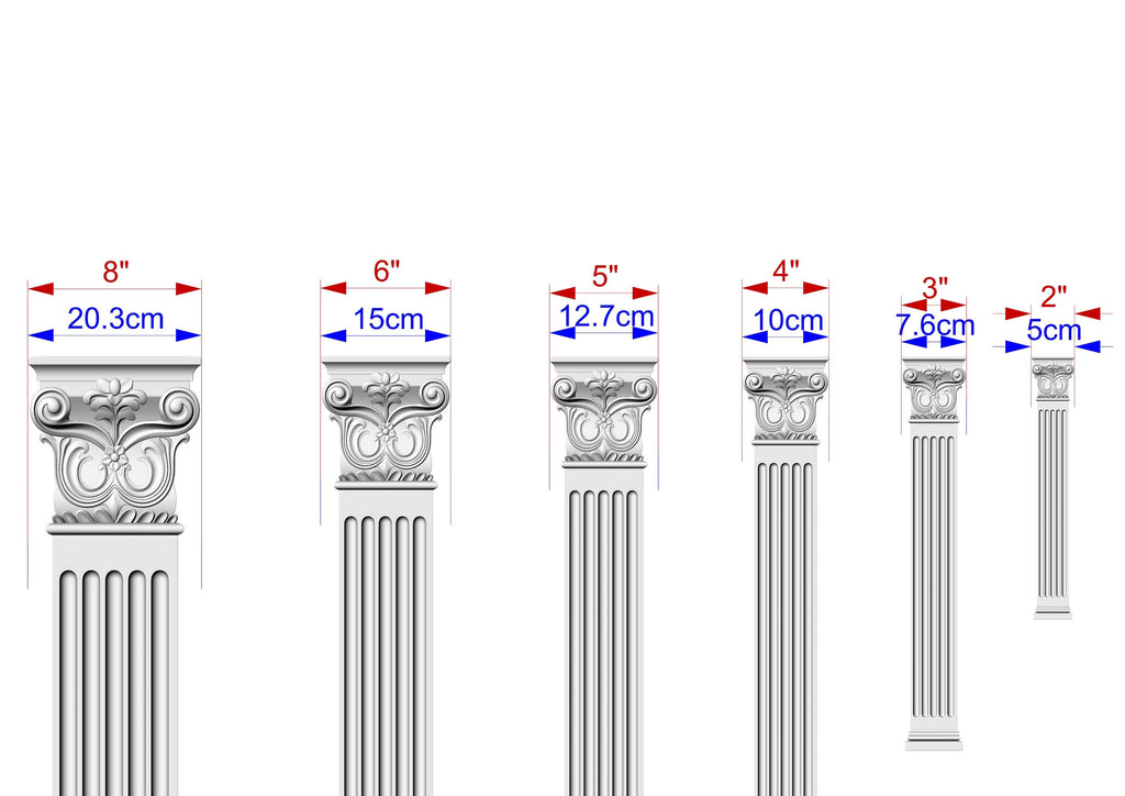 Wooden Carved Classic Corinthian Column Pilaster,  wood ionic  pilaster, 1pc, Unpainted, Carved Wood Trim Post Pillars, Flat Back Columns