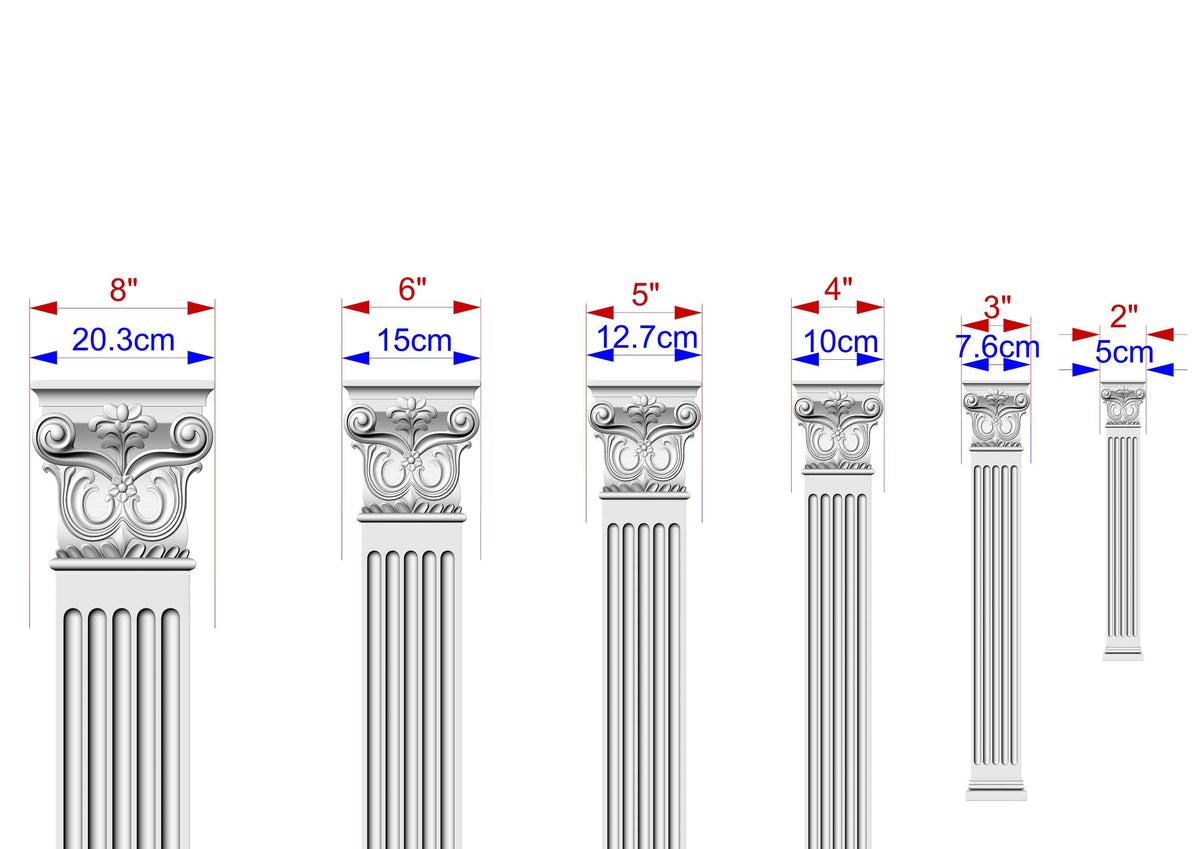 Wooden Carved Classic Corinthian Column Pilaster,  wood ionic  pilaster, 1pc, Unpainted, Carved Wood Trim Post Pillars, Flat Back Columns