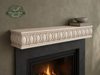 Carved Solid Oak Wall Shelf with Oval Ornament, Decorative Floating Display Shelf, Floating Shelf