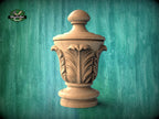 Unpainted Hardwood Finial with Acanthus Leaves, Newel Post Cap