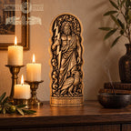 Zeus Wooden Statue, Greek God Figurine, Zeus with Eagle and Lightning Bolt, Ancient Greek Mythology Decor, Pagan Altar Sculpture