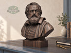 Galileo Galilei Bust, Hand-Finished Wood Sculpture | Astronomy & Science Decor