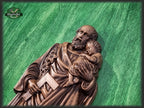 St. Joseph Holding Baby Jesus Wooden Sculpture, Catholic Religious Statue