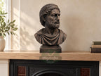 Hannibal Barca Bust, Hand-Finished Wood Sculpture | Ancient Military Decor