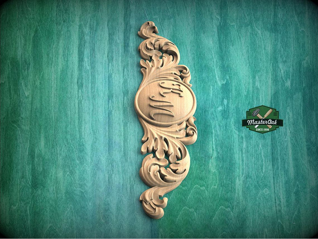 Personalized Exquisite Ornamental Carved Onlay – Unique Furniture Decor, Luxurious Wood Onlay, Carved Wood Applique for Fireplace Mantel
