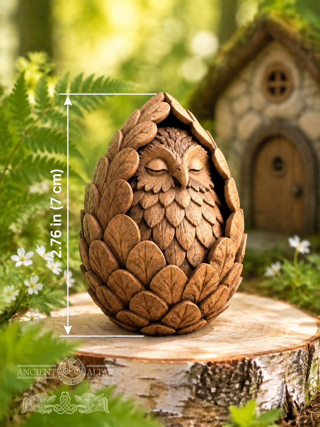 Wooden Forest Spirit Figurine, Oak Owl Statue, Mystical Woodland Decor, Nature Altar Guardian, Pagan Gift, Cottagecore Home Accent