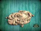 Personalized Classic Wooden Shield Onlay, Artisanal Baroque Flourishes for Interiors, 1 pc, Unpainted, Home Wall Decor, wooden trims