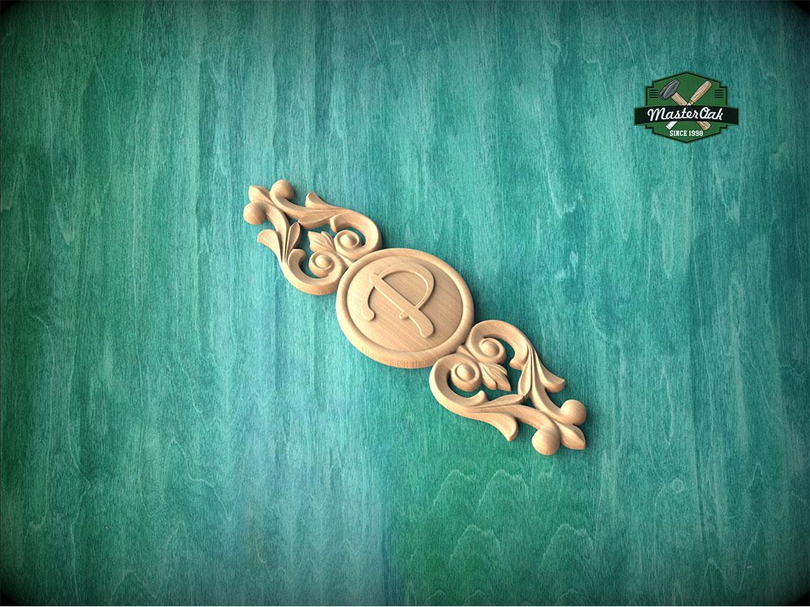 Personalized Classic Wooden Rosette Applique with Scrollwork Accents, Home Wall Embellishments, Furniture Carving, Wood Onlay