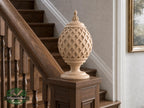 Grid Shaped Finial For Staircases, Carved Post Finials with square base, Staircase Newel Post Cap, Bed finials