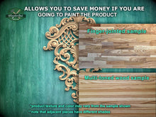 Load image into Gallery viewer, The image is a promotional advertisement for Master Oak Paint, showcasing two different samples of wood. The left sample is a finger-joined sample, while the right sample is a multi-toned wood sample. The text on the image indicates that the product texture and color may vary from the sample shown, and that adjacent pieces have different shades.
