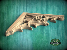 Load image into Gallery viewer, Gothic Bat Corner Brackets – Wooden Arch Decor for Cabinet or Door Frame, Set of 2pcs
