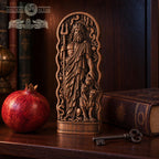 Hades Wooden Statue with Cerberus, Greek God of the Underworld Sculpture, Pagan Altar Decor, Dark Mythology Gift