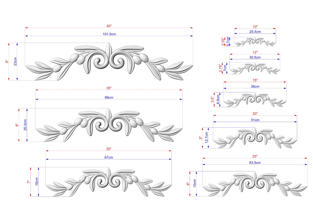 a drawing of a set of four scrolls