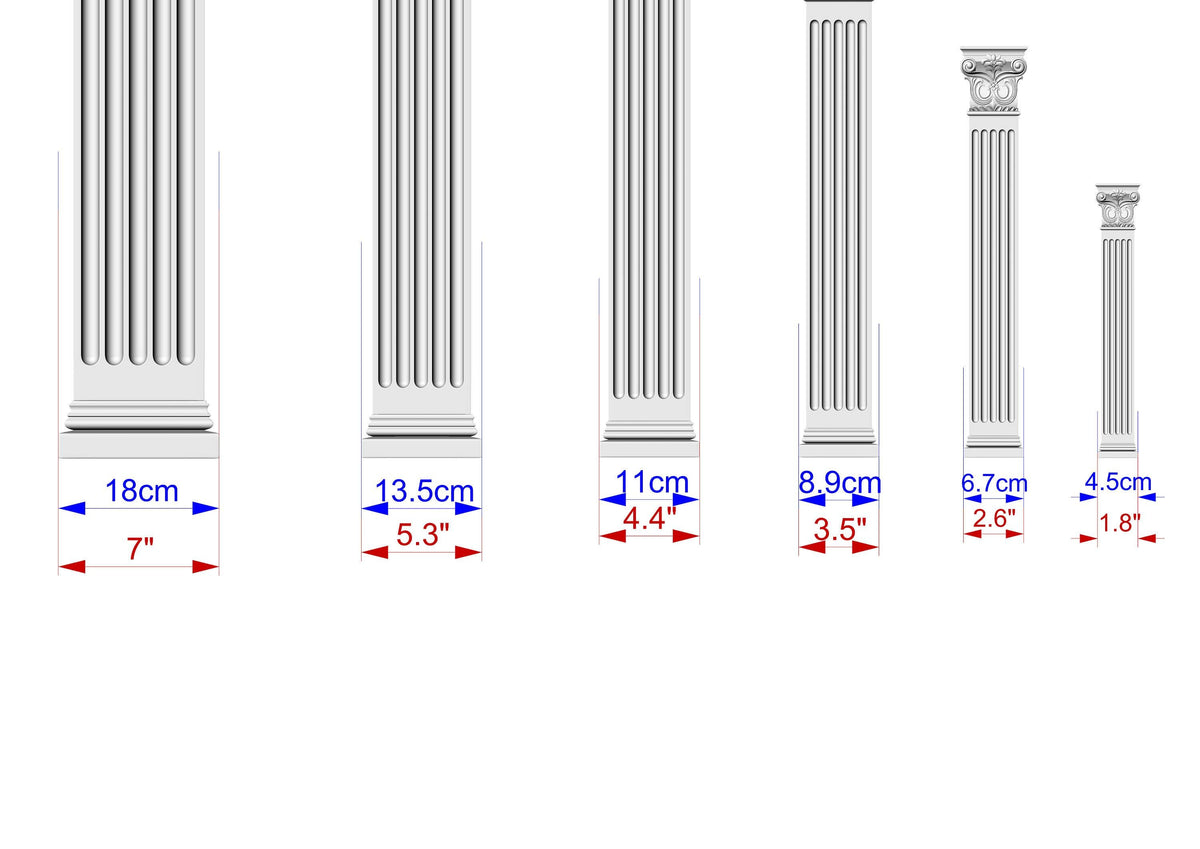 Wooden Carved Classic Corinthian Column Pilaster,  wood ionic  pilaster, 1pc, Unpainted, Carved Wood Trim Post Pillars, Flat Back Columns