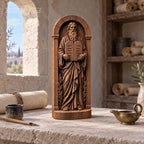 Moses with Ten Commandments Statue, Solid Oak Biblical Sculpture, Tablets of the Law, Judaica Home Decor, Religious Gift