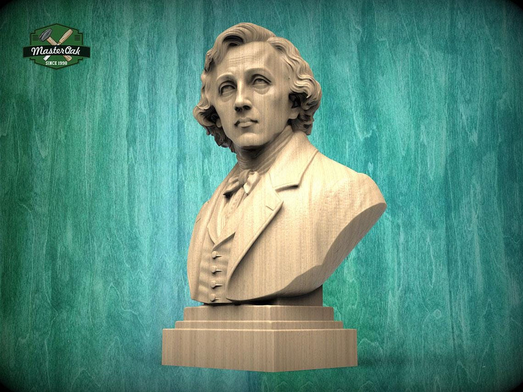 Frederic Chopin Bust, Hand-Finished Wood Sculpture | Romantic Composer Decor