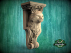 Carved Wooden Cat Corbel – Decorative Wall Bracket with Animal Head