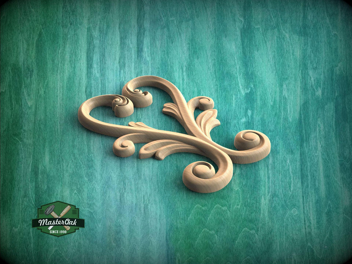 A wooden carving of a heart shape is displayed against a teal-colored background.