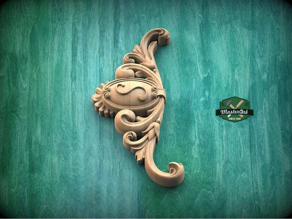 Personalized Ornate Oval Cartouche with Leaf Scrolls – Classic Wood Applique