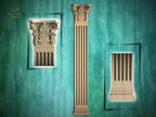 Neoclassical Elegance Wooden Pilaster, Classical wood ionic  pilaster, 1pc, Unpainted, Carved Wood Trim Post Pillars, Flat Back Columns