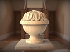 Wood Newel Finial, Decorative Post Cap with Carved Petal Crown