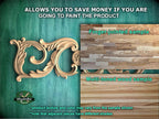 Personalized Unpainted Wood Carved Applique Onlay, 1pc, Home Wall Embellishments, Furniture Carving, Wood Onlay